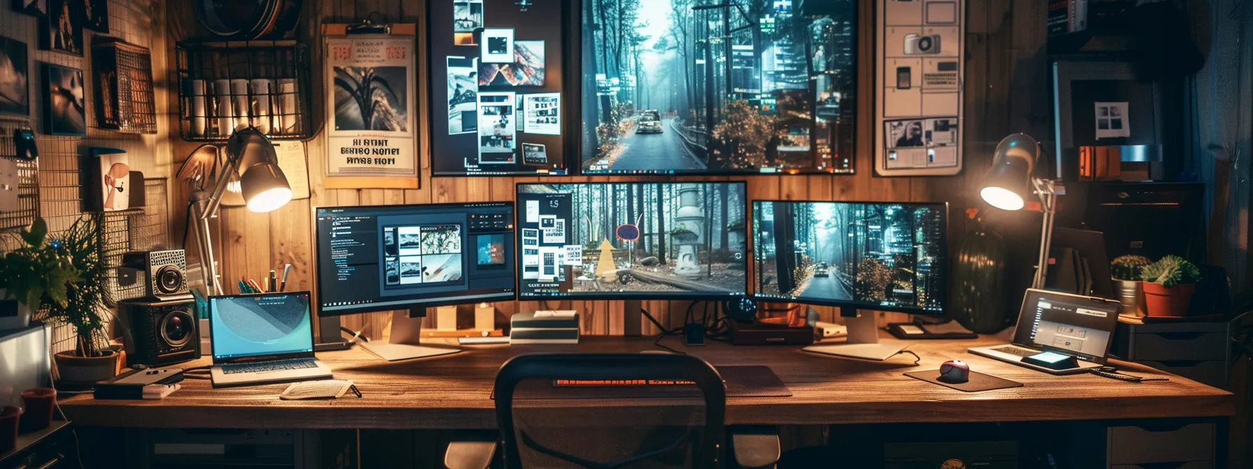 a cluttered desk with multiple screens displaying different digital platforms, highlighting the ineffective use of digital channels in a business setting.